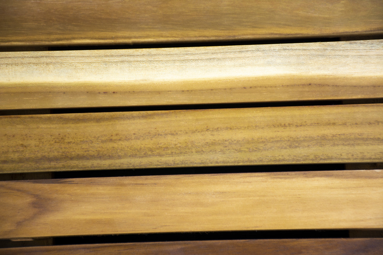 The EcoDecors® Eleganto® 40" x 20" Slatted Solid Teak Bath Floor Mat in EarthyTeak Finish