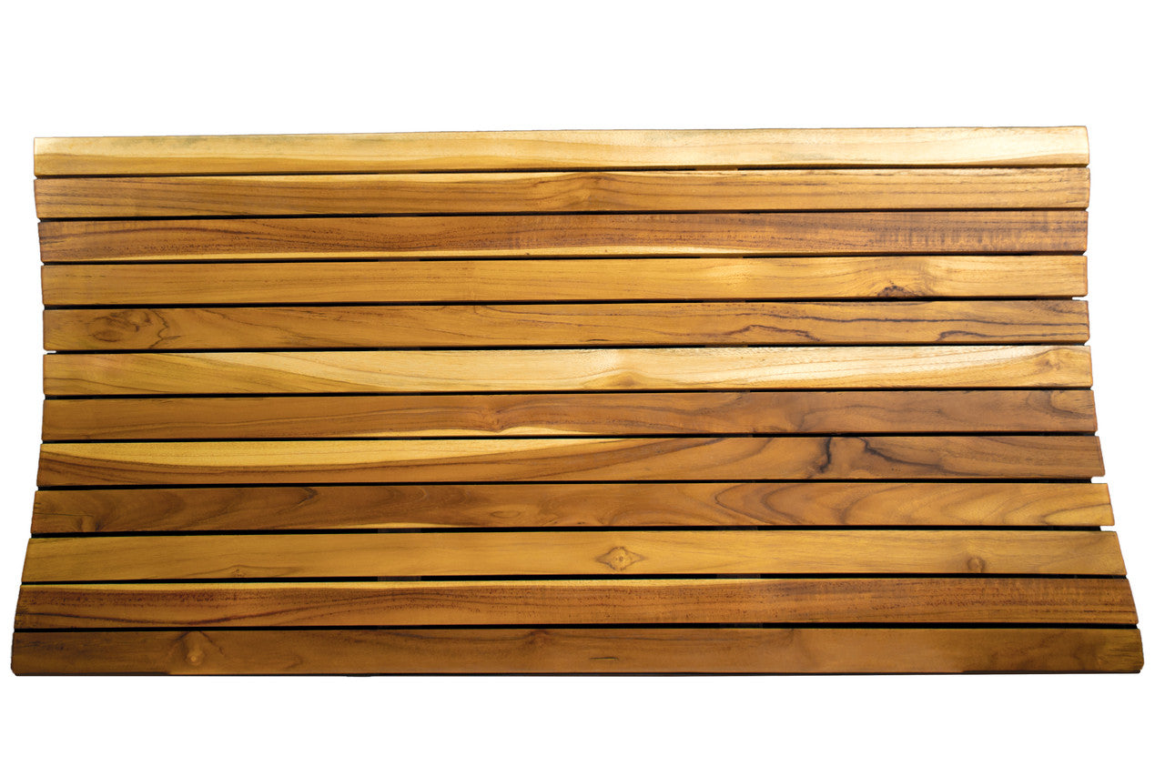 The EcoDecors® Eleganto® 40" x 20" Slatted Solid Teak Bath Floor Mat in EarthyTeak Finish