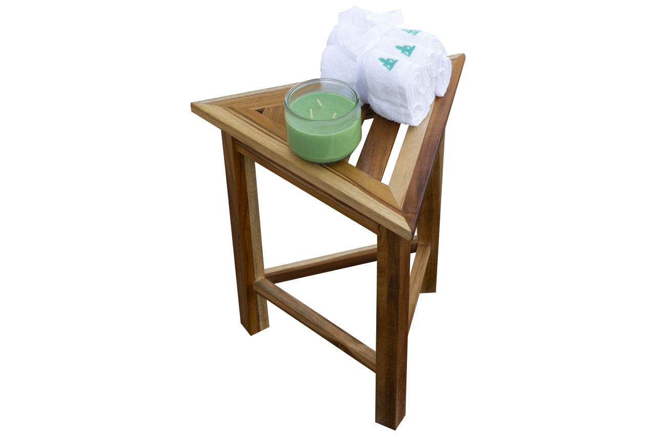 EcoDecors® FlexiTriangle® Teak Wood Triangular Modular Bench in EarthyTeak Finish