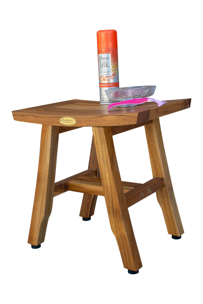 EcoDecors® Satori® 14" Teak Wood Shower Bench in EarthyTeak Finish