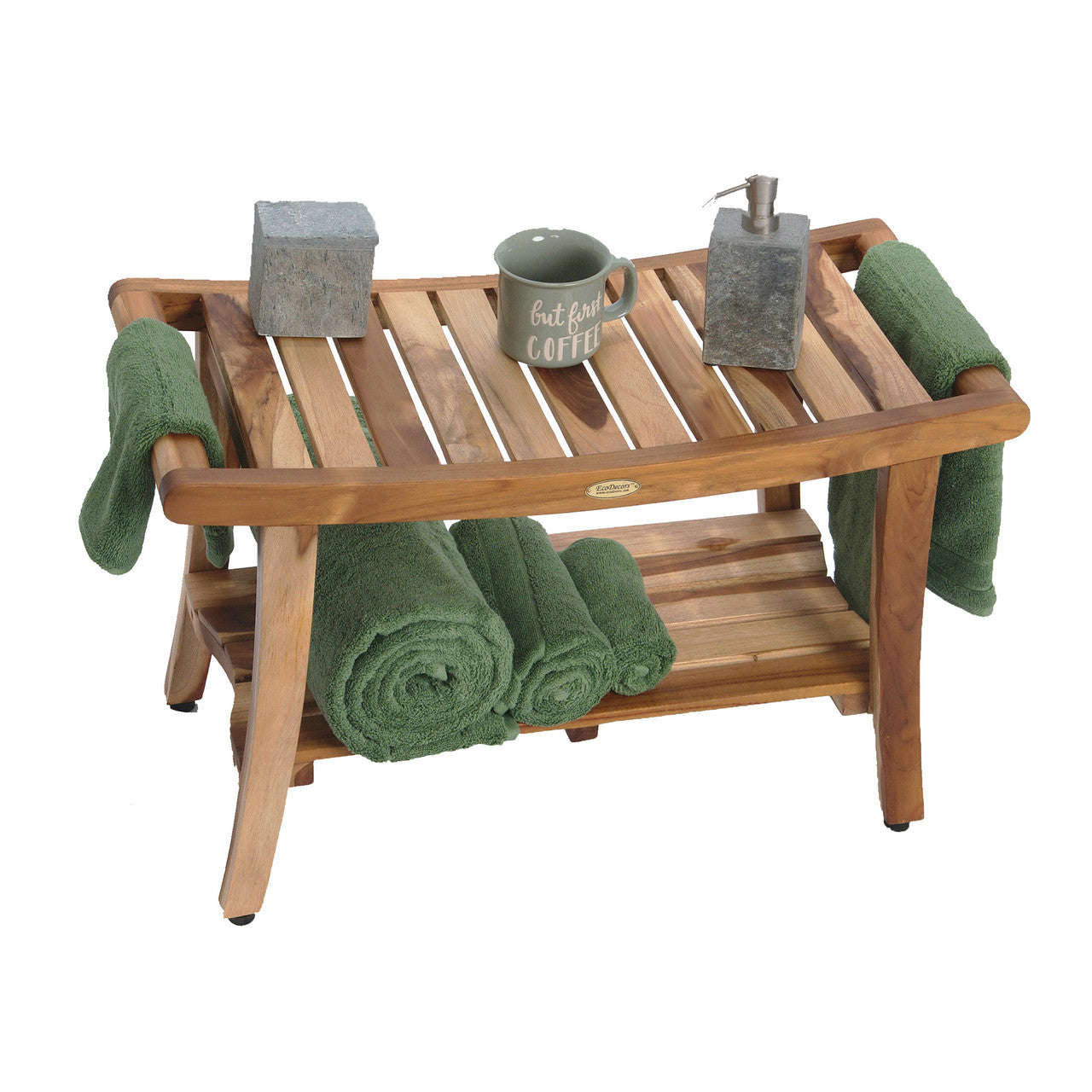 EcoDecors® Harmony® 30" Teak Wood Shower Bench with LiftAide® Arms in EarthyTeak Finish