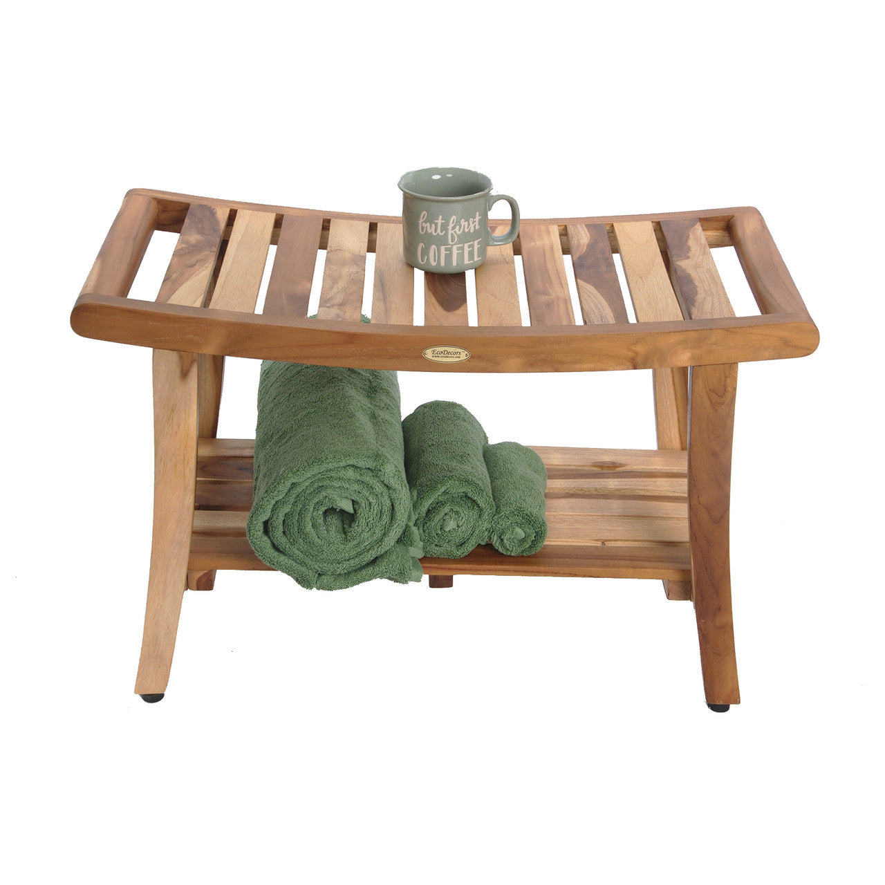 EcoDecors® Harmony® 30" Teak Wood Shower Bench with LiftAide® Arms in EarthyTeak Finish