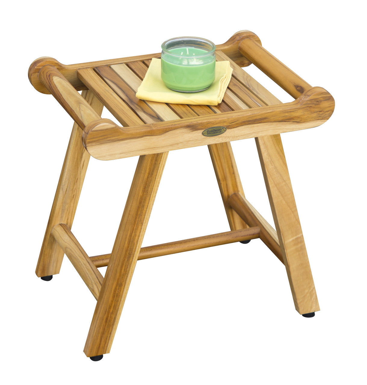 EcoDecors® Harmony® 20" Teak Wood Shower Bench with LiftAide® Arms in EarthyTeak Finish