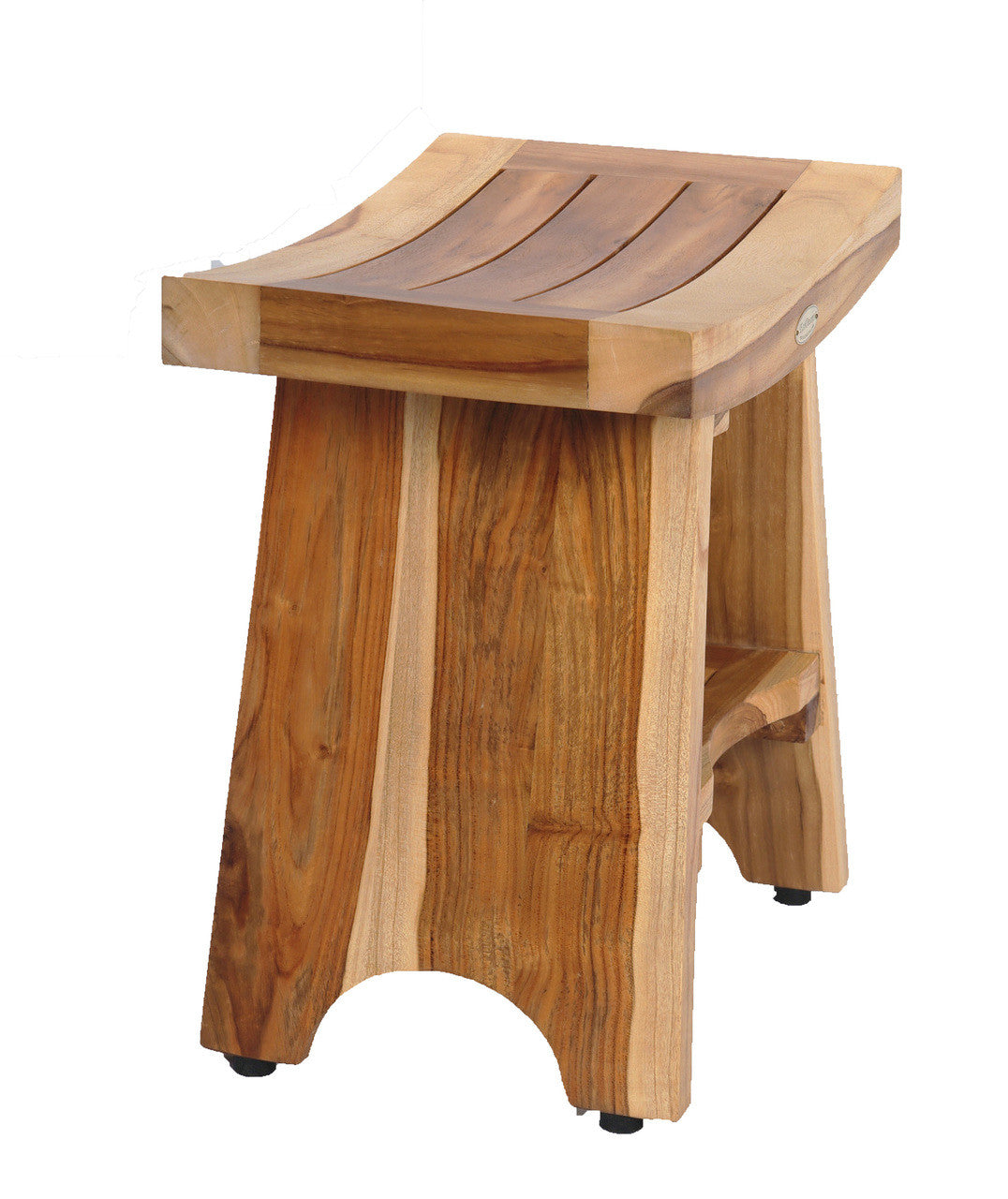 EcoDecors® Serenity® 18" Teak Wood Shower Bench with Shelf in EarthyTeak Finish