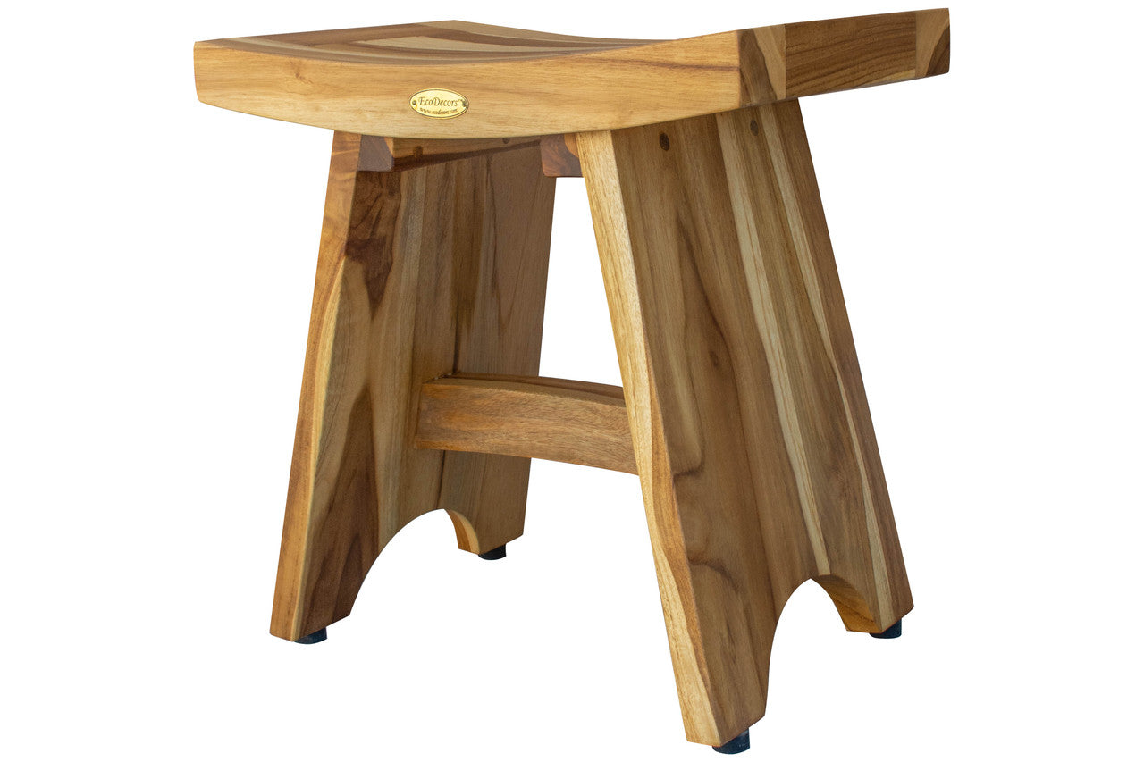 EcoDecors® Serenity® 18" Teak Wood Shower Bench in EarthyTeak Finish