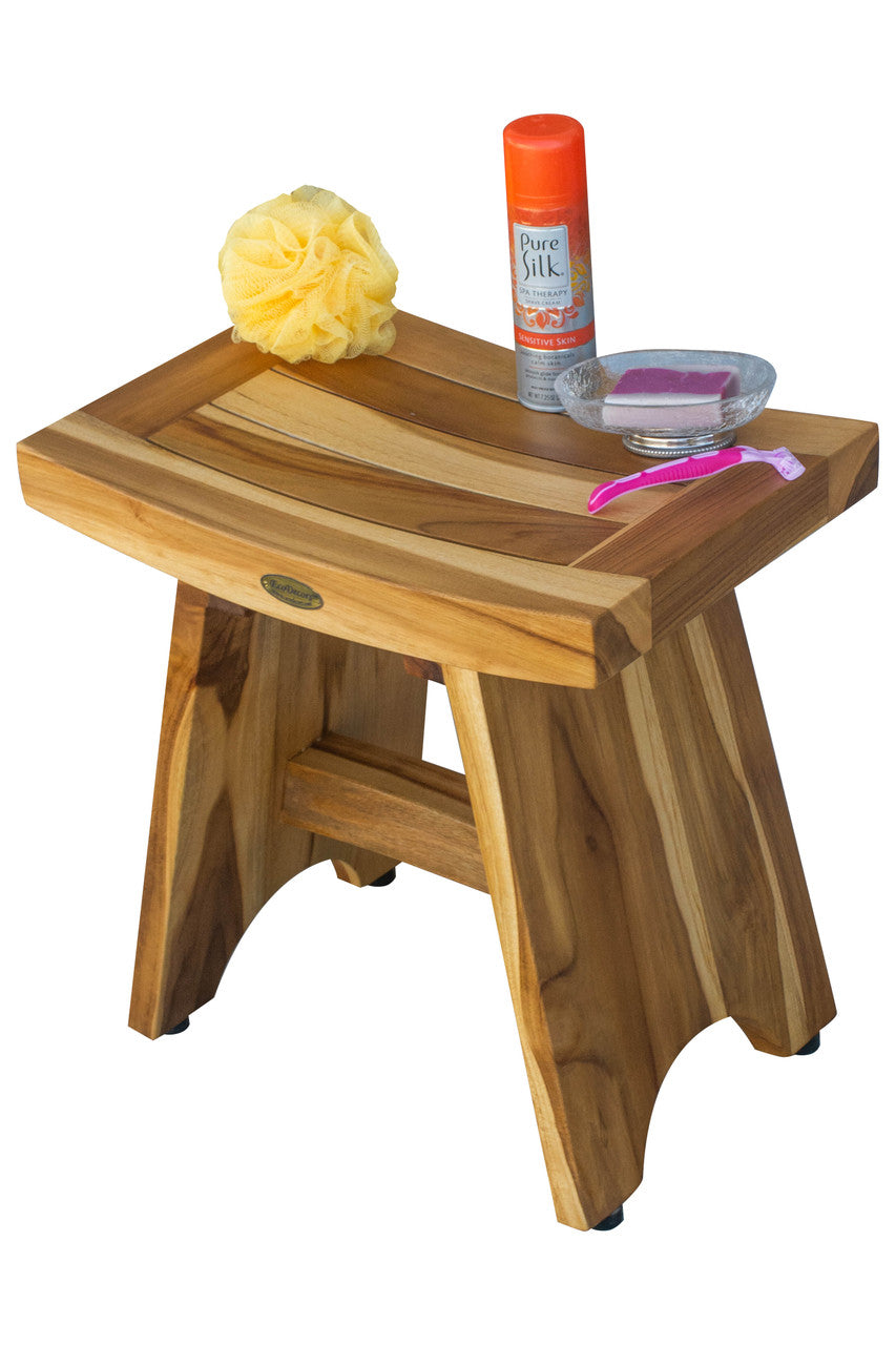EcoDecors® Serenity® 18" Teak Wood Shower Bench in EarthyTeak Finish