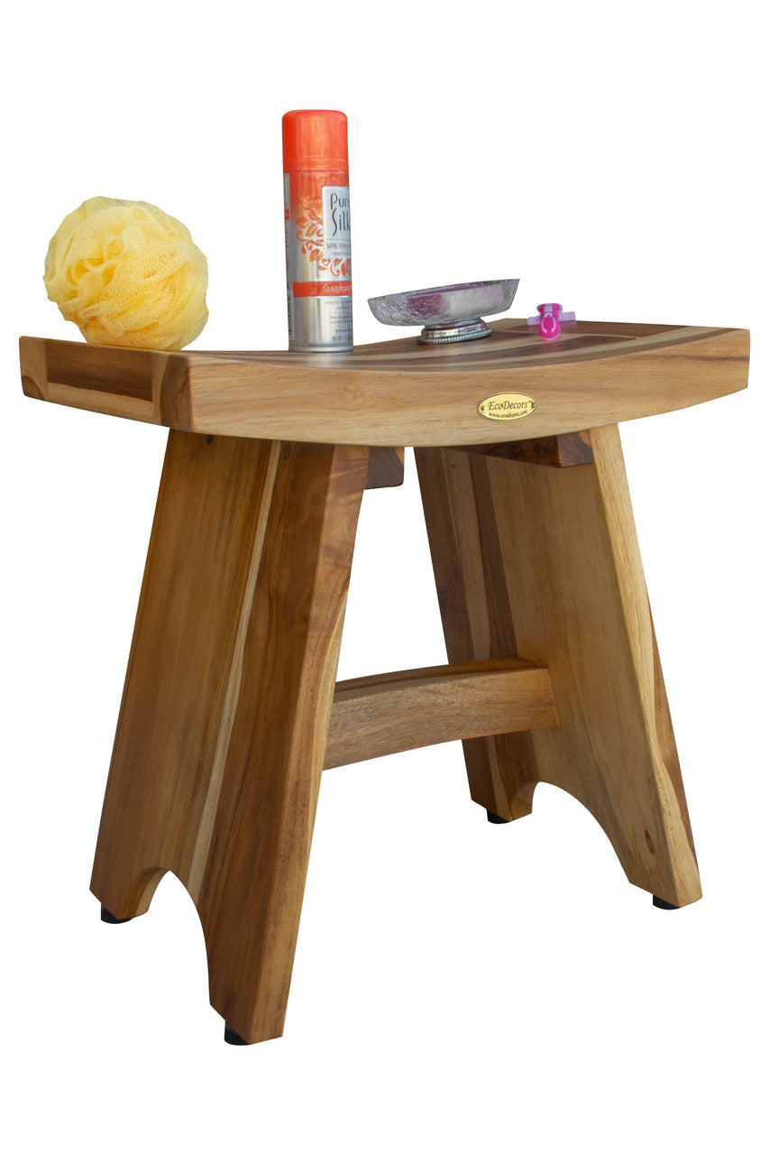EcoDecors® Serenity® 18" Teak Wood Shower Bench in EarthyTeak Finish