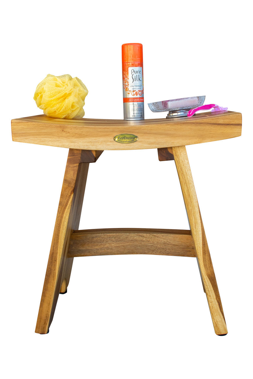 EcoDecors® Serenity® 18" Teak Wood Shower Bench in EarthyTeak Finish