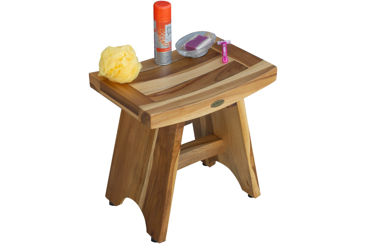 EcoDecors® Serenity® 18" Teak Wood Shower Bench in EarthyTeak Finish