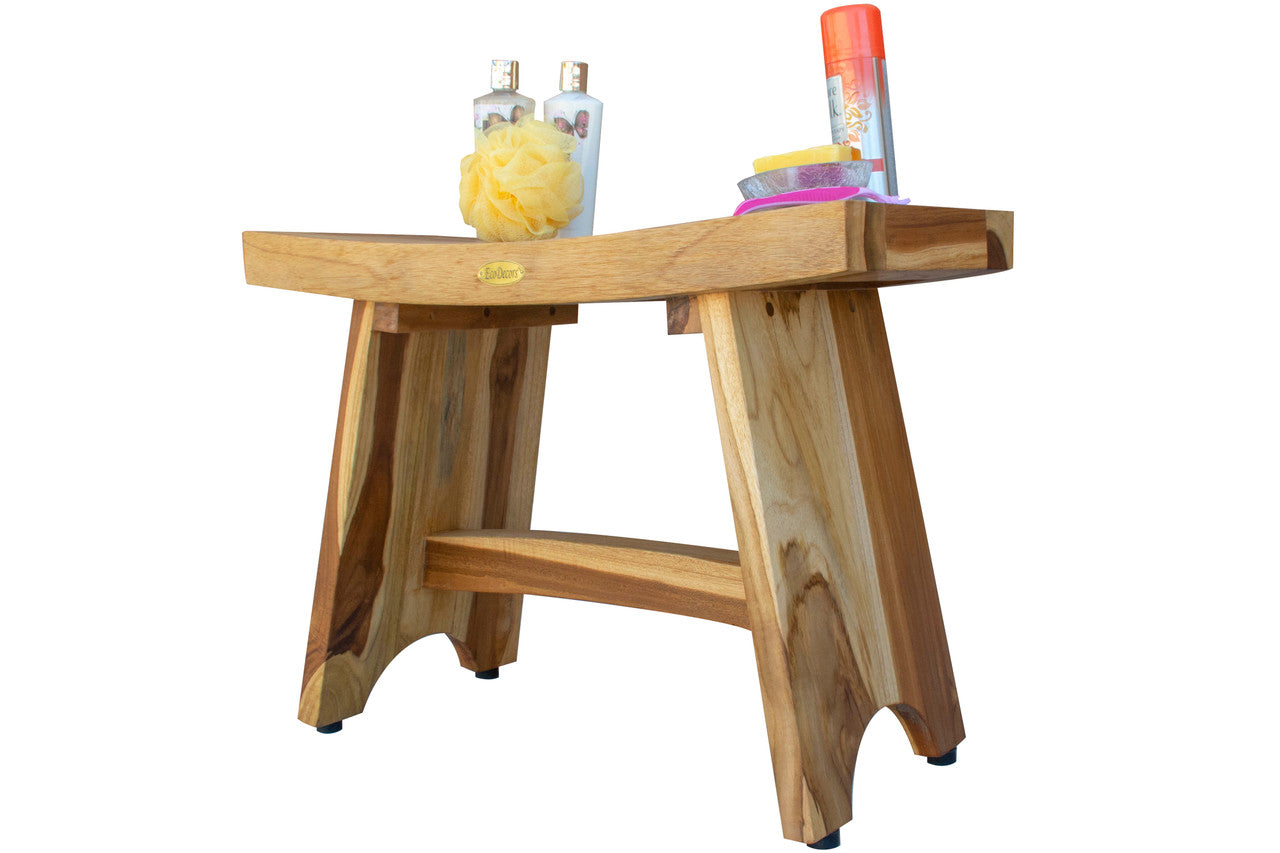EcoDecors® Serenity® 24" Teak Wood Shower Bench in EarthyTeak Finish