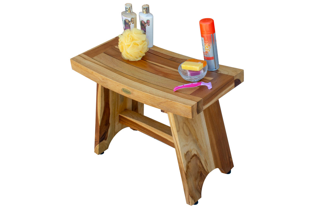 EcoDecors® Serenity® 24" Teak Wood Shower Bench in EarthyTeak Finish