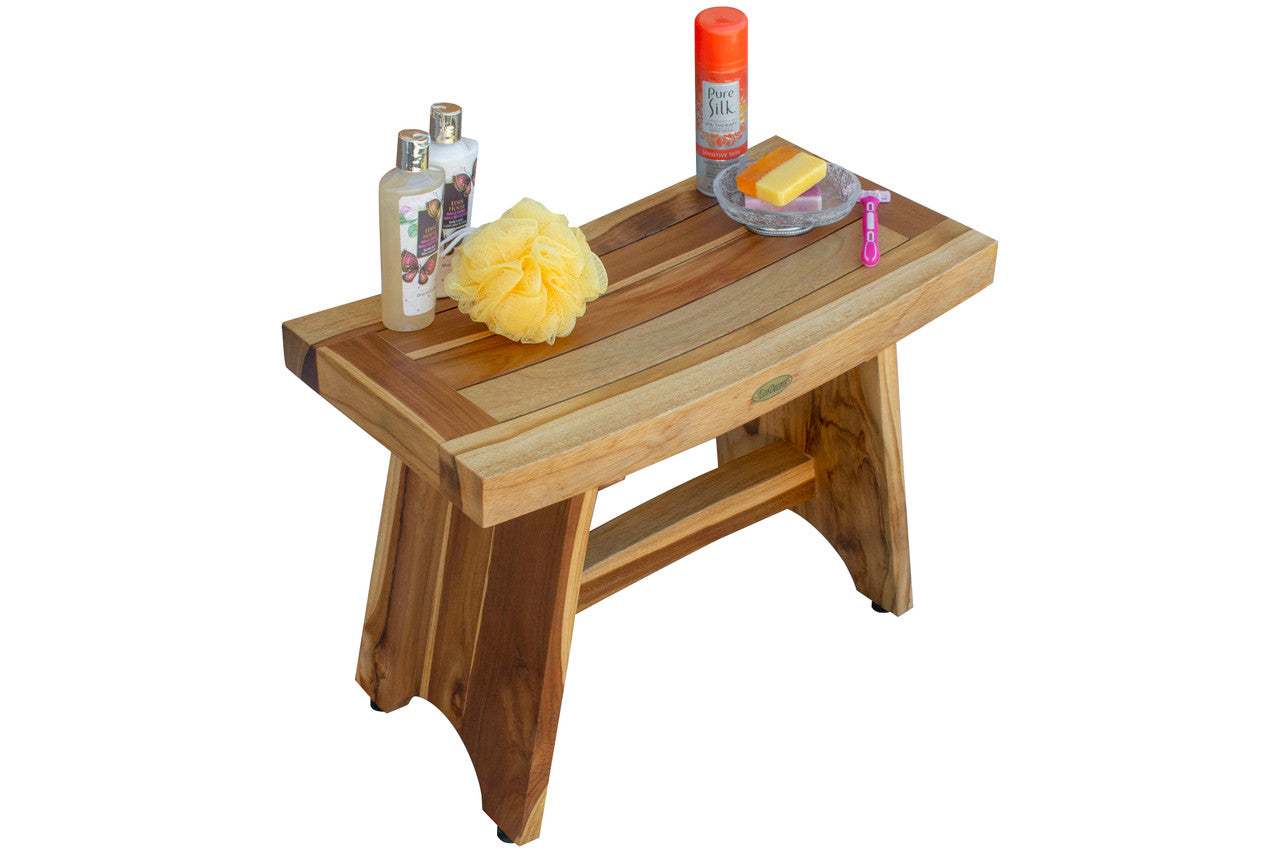 EcoDecors® Serenity® 24" Teak Wood Shower Bench in EarthyTeak Finish