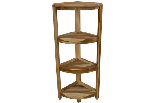 EcoDecors® SnazzyCorner® 38" Teak Wood 4-Tier Corner Shelf in EarthyTeak Finish