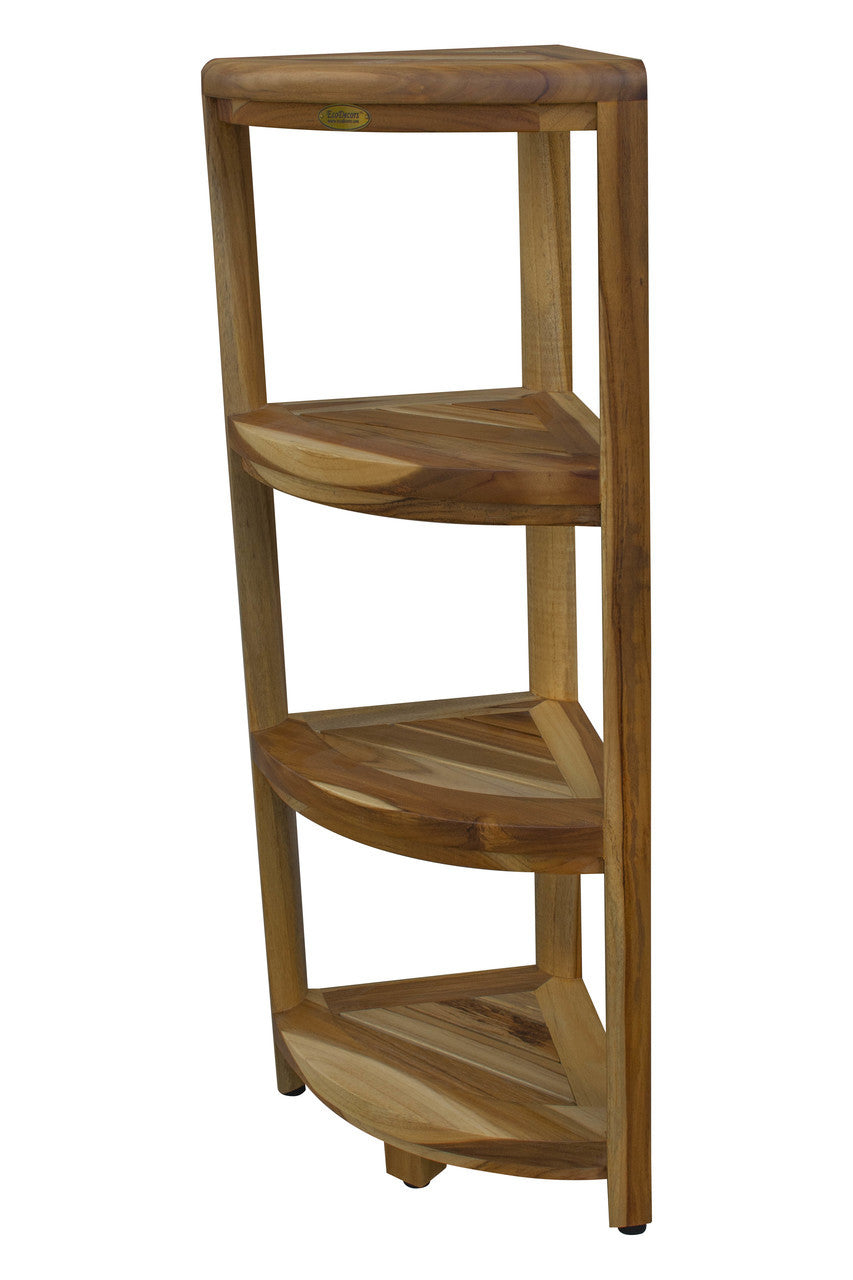 EcoDecors® SnazzyCorner® 38" Teak Wood 4-Tier Corner Shelf in EarthyTeak Finish