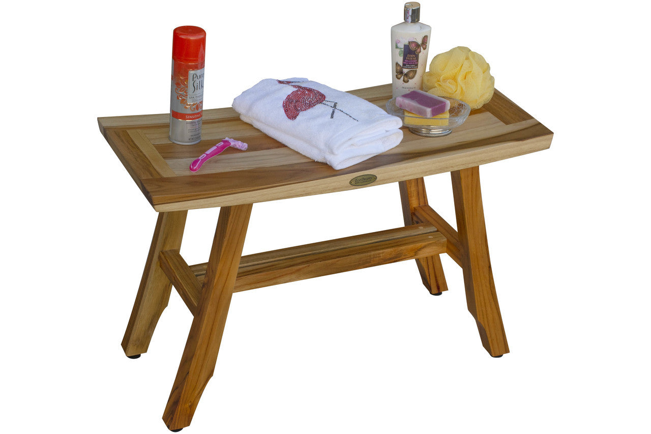 EcoDecors® Satori® 28" Teak Wood Shower Bench in EarthyTeak Finish