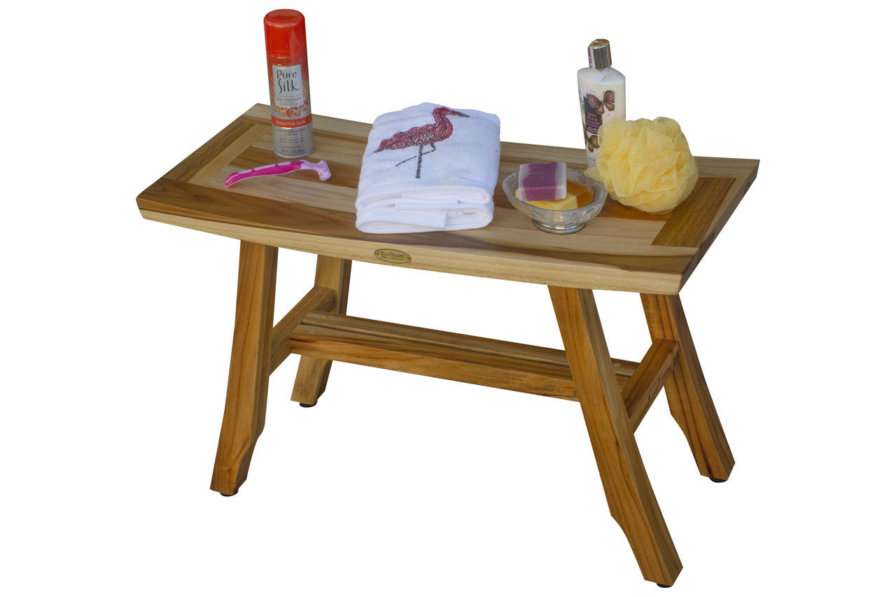 EcoDecors® Satori® 28" Teak Wood Shower Bench in EarthyTeak Finish