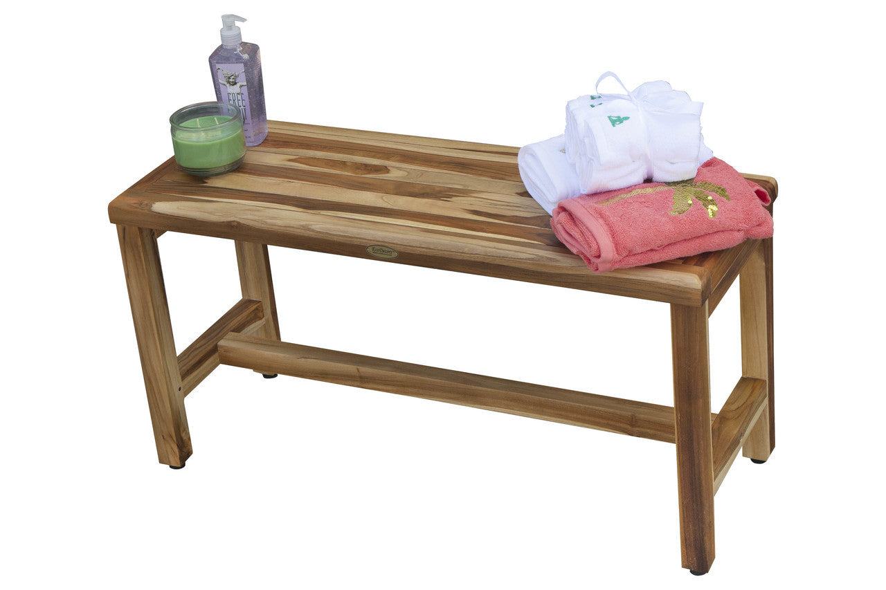 EcoDecors® Eleganto® 36" Teak Wood Shower Bench in EarthyTeak Finish