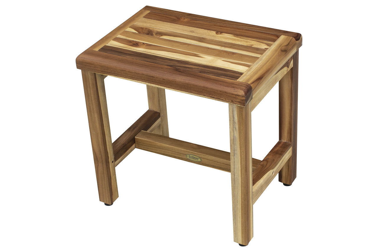 EcoDecors® Eleganto® 18" Teak Wood Shower Bench in EarthyTeak Finish