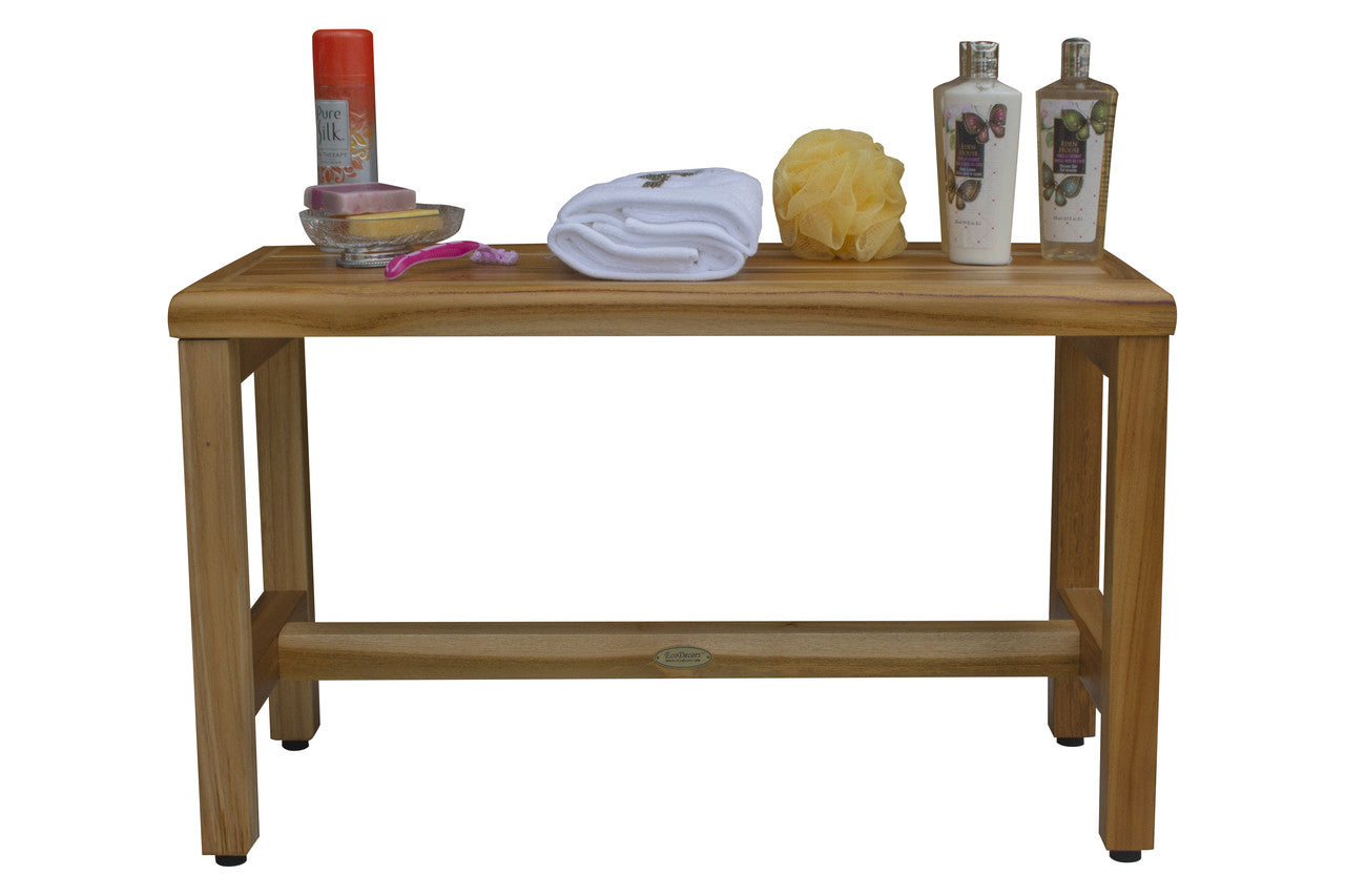 EcoDecors® Eleganto® 30" Teak Wood Shower Bench in EarthyTeak Finish