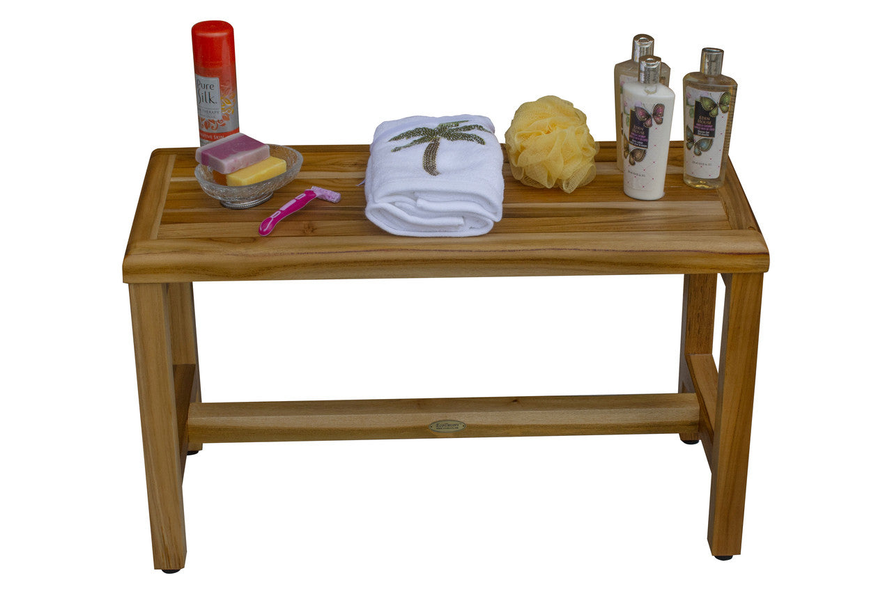 EcoDecors® Eleganto® 30" Teak Wood Shower Bench in EarthyTeak Finish