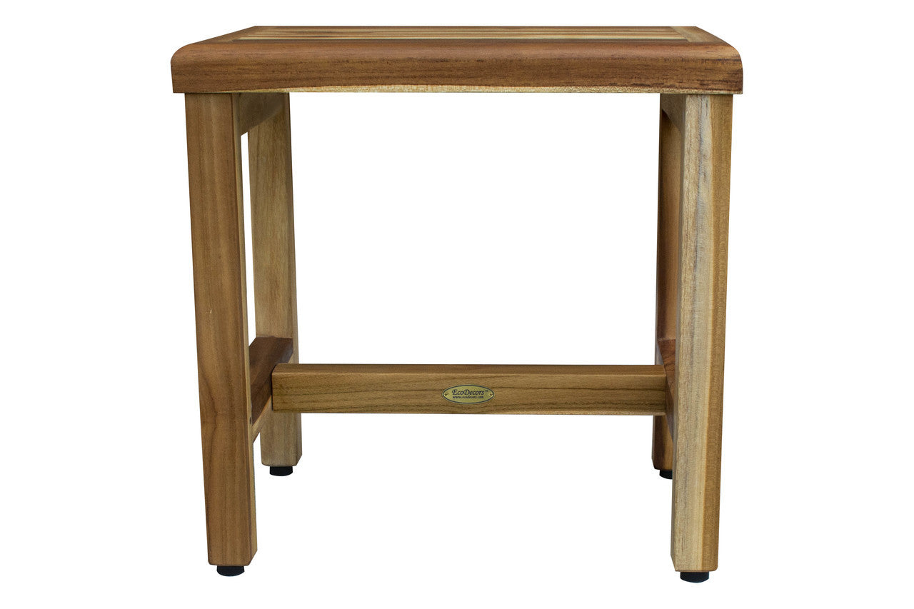 EcoDecors® Eleganto® 18" Teak Wood Shower Bench in EarthyTeak Finish