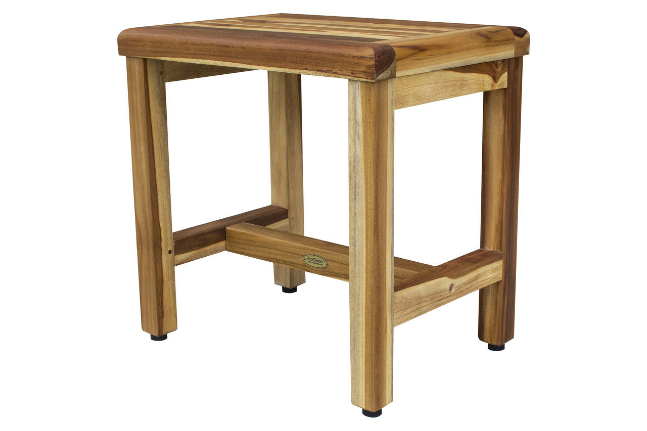 EcoDecors® Eleganto® 18" Teak Wood Shower Bench in EarthyTeak Finish
