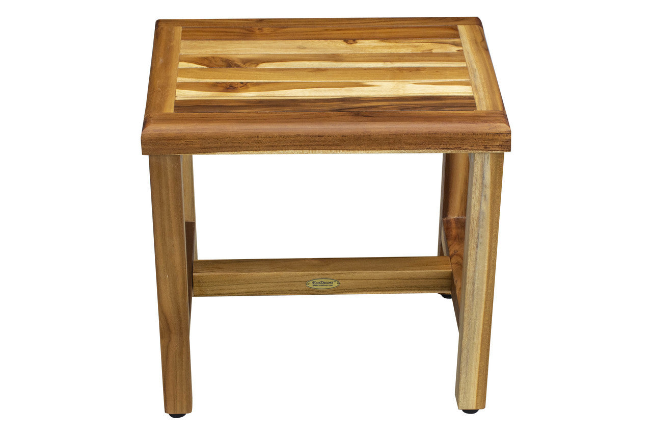 EcoDecors® Eleganto® 18" Teak Wood Shower Bench in EarthyTeak Finish