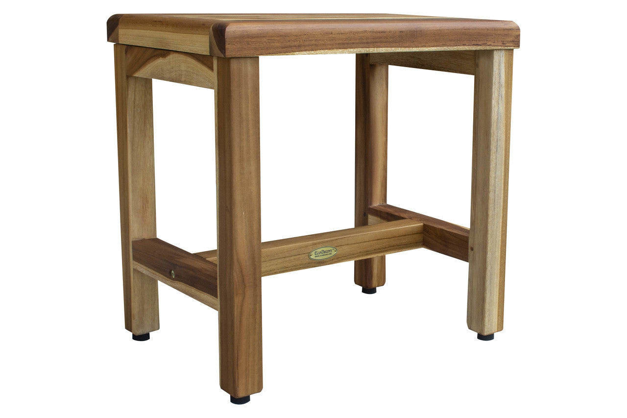EcoDecors® Eleganto® 18" Teak Wood Shower Bench in EarthyTeak Finish