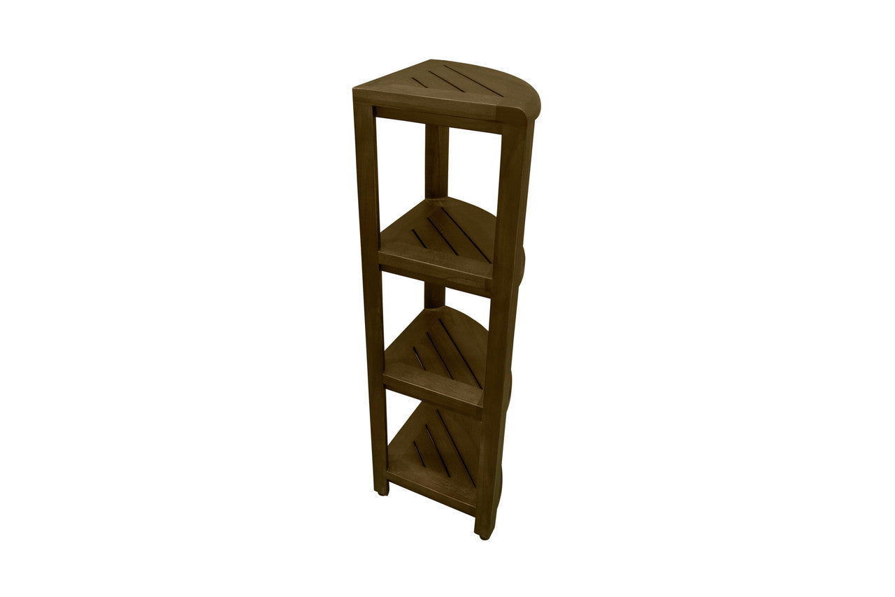 DecoTeak® SnazzyCorner® 38" Teak Wood 4-Tier Corner Shelf in Woodland Brown Finish