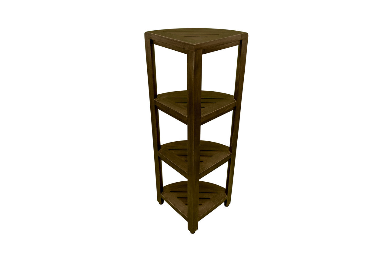 DecoTeak® SnazzyCorner® 38" Teak Wood 4-Tier Corner Shelf in Woodland Brown Finish