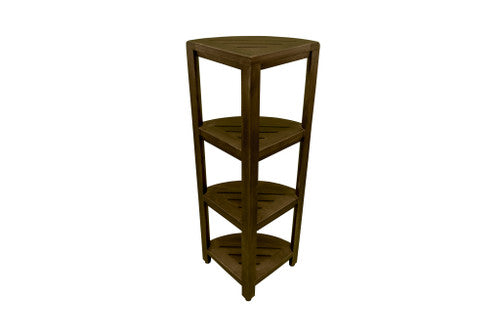 DecoTeak® SnazzyCorner® 38" Teak Wood 4-Tier Corner Shelf in Woodland Brown Finish