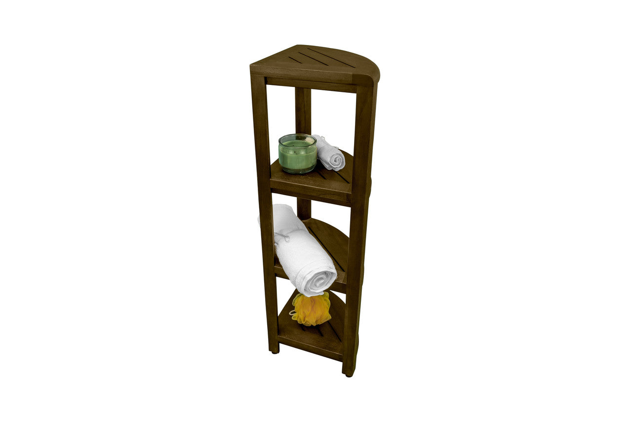 DecoTeak® SnazzyCorner® 38" Teak Wood 4-Tier Corner Shelf in Woodland Brown Finish