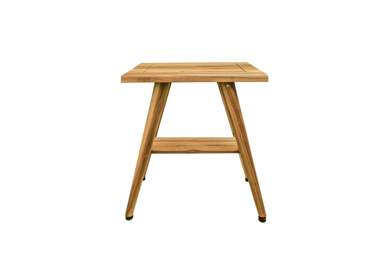 EcoDecors® Mid-Century Modern 18" Teak Wood Shower Bench in Natural Finish