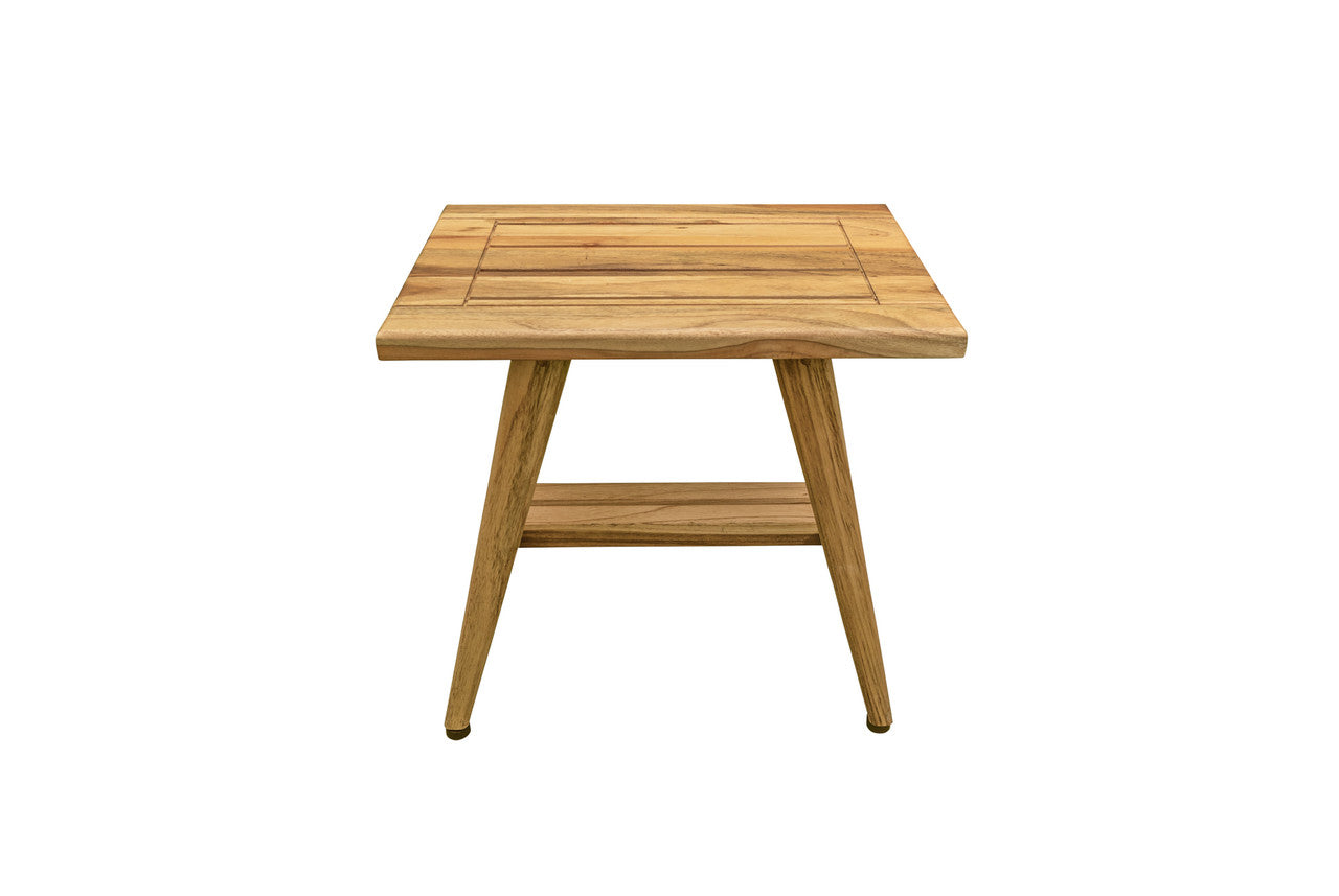 EcoDecors® Mid-Century Modern 18" Teak Wood Shower Bench in Natural Finish