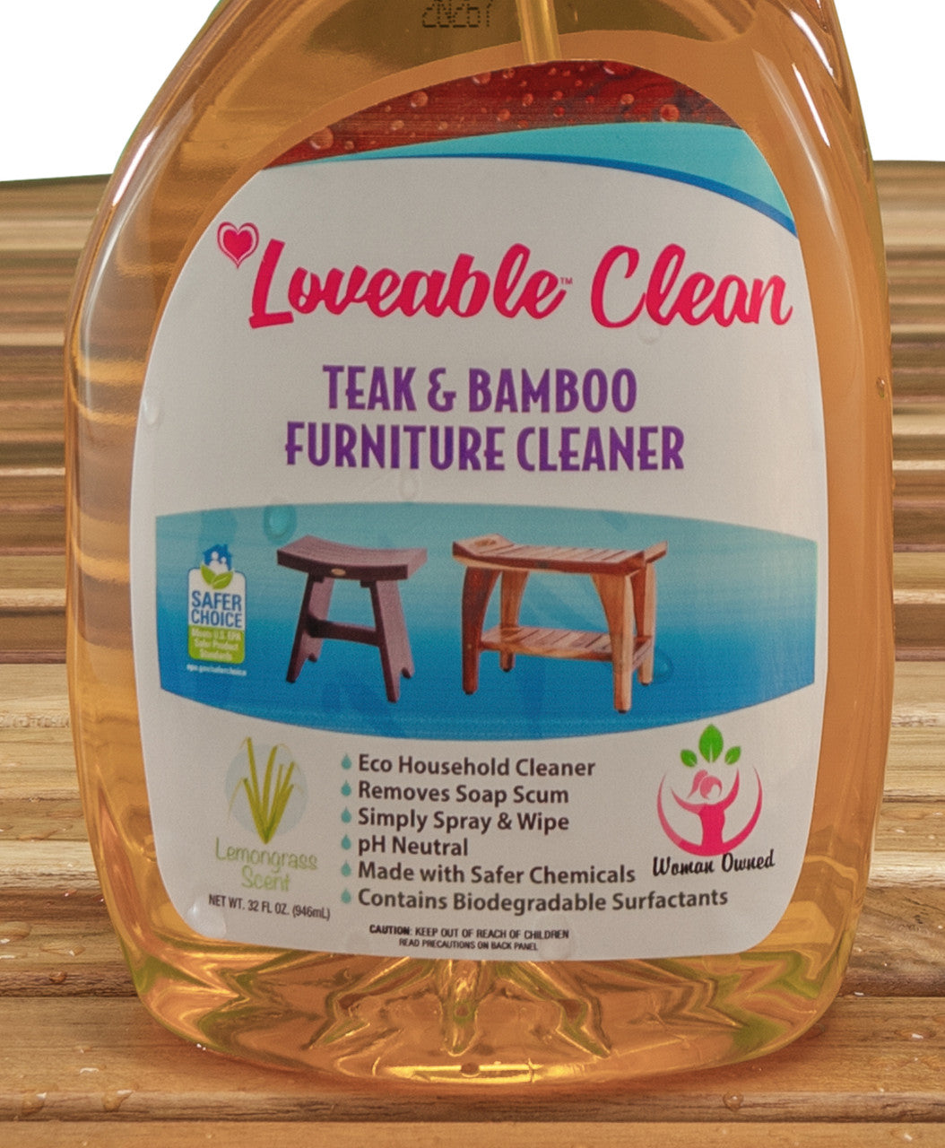 Loveable® Teak and Bamboo Furniture Cleaner in 32 oz. Spray Bottle
