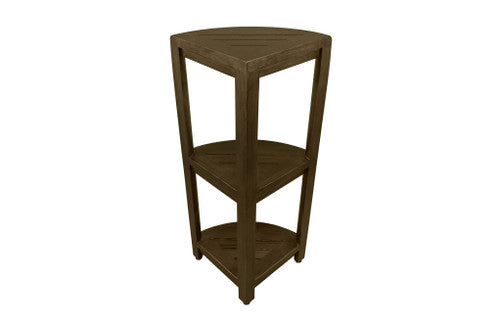 DecoTeak® SnazzyCorner® 33" Teak Wood 3-Tier Corner Shelf in Woodland Brown Finish