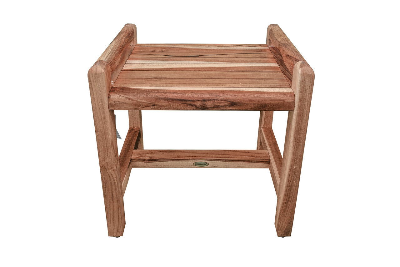EcoDecors® Eleganto® 20" Teak Wood Shower Bench with LiftAide® Arms in EarthyTeak Finish
