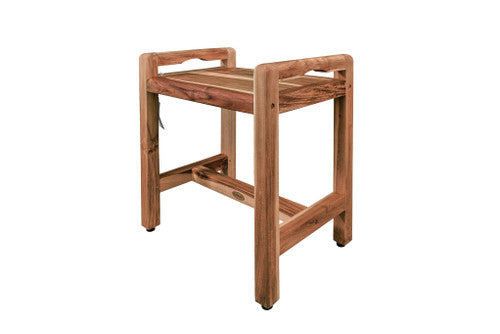 EcoDecors® Eleganto® 20" Teak Wood Shower Bench with LiftAide® Arms in EarthyTeak Finish