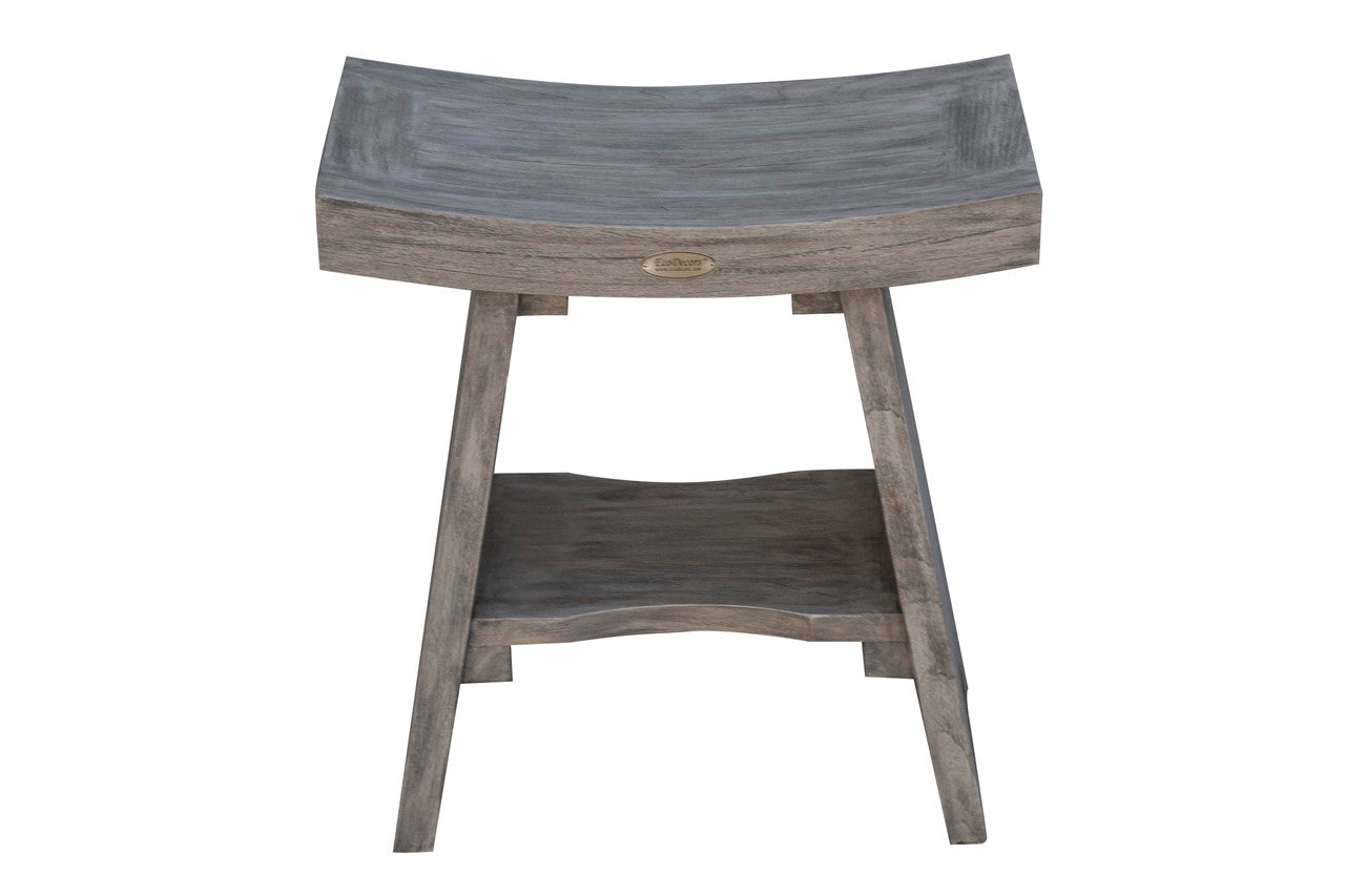 CoastalVogue® Serenity® 18" Teak Wood Shower Bench in Antique Gray Finish