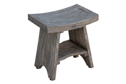 CoastalVogue® Serenity® 18" Teak Wood Shower Bench in Antique Gray Finish