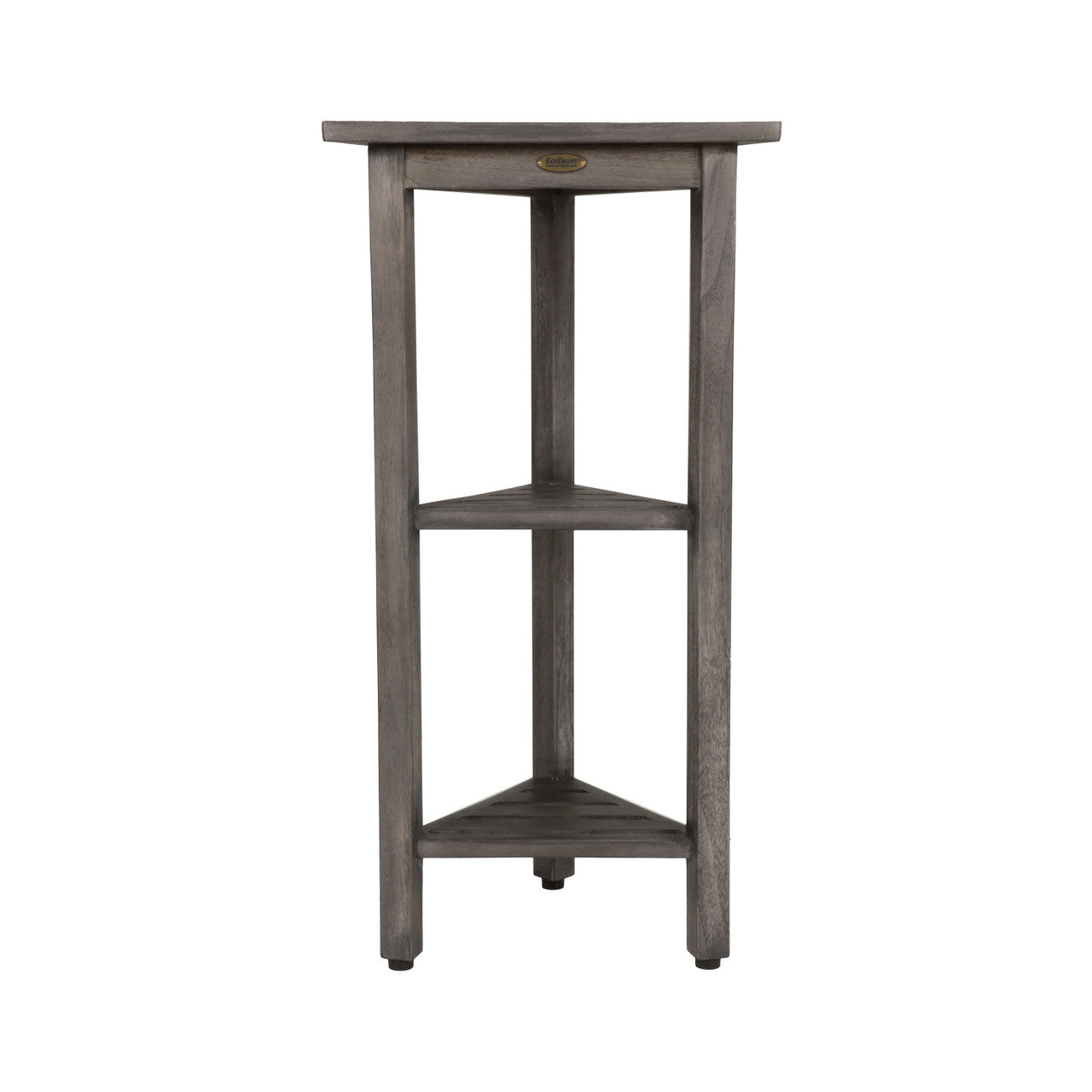 CoastalVogue® FlexiCorner® 32" Teak Wood 3-Tier Corner Shelf in Antique Gray Finish