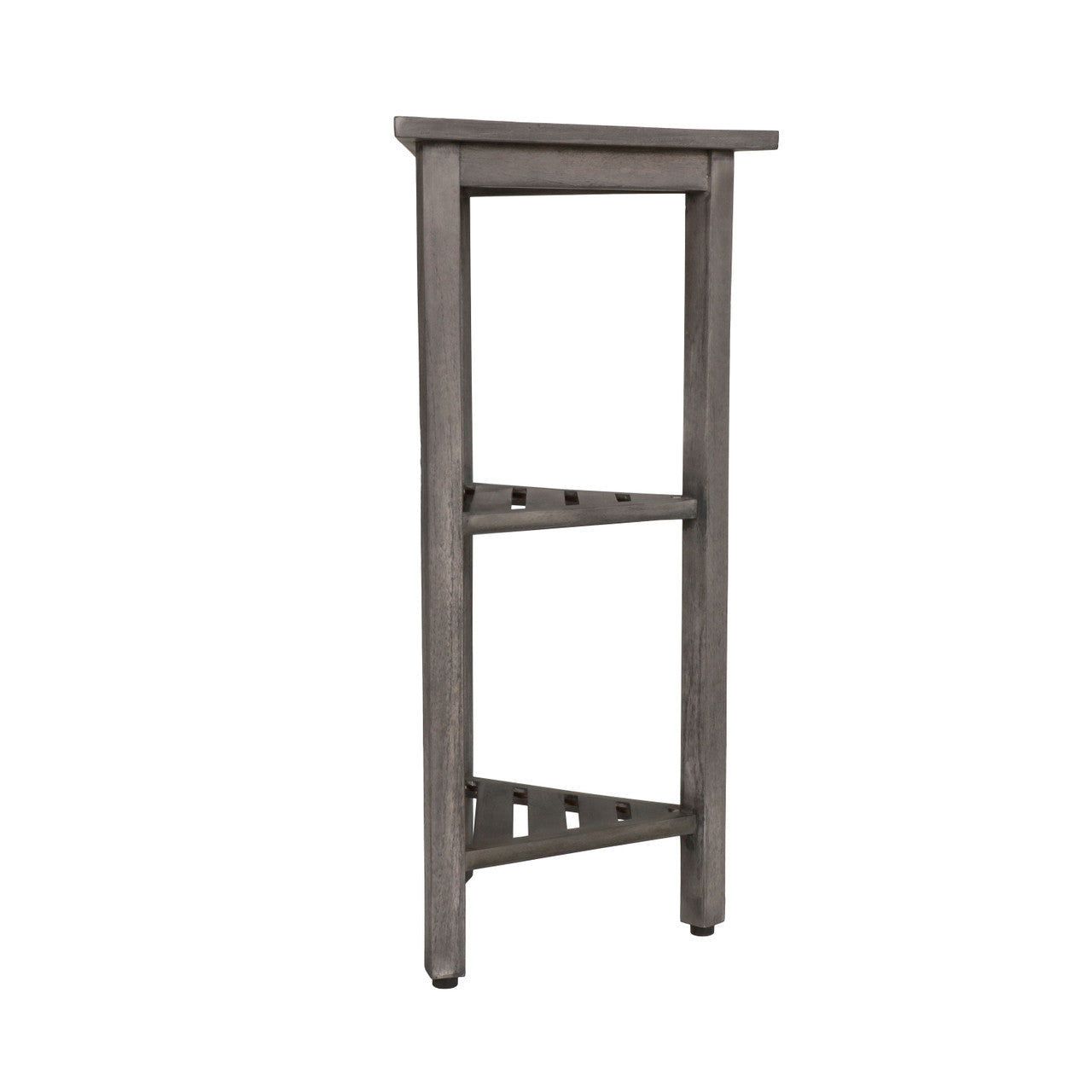 CoastalVogue® FlexiCorner® 32" Teak Wood 3-Tier Corner Shelf in Antique Gray Finish