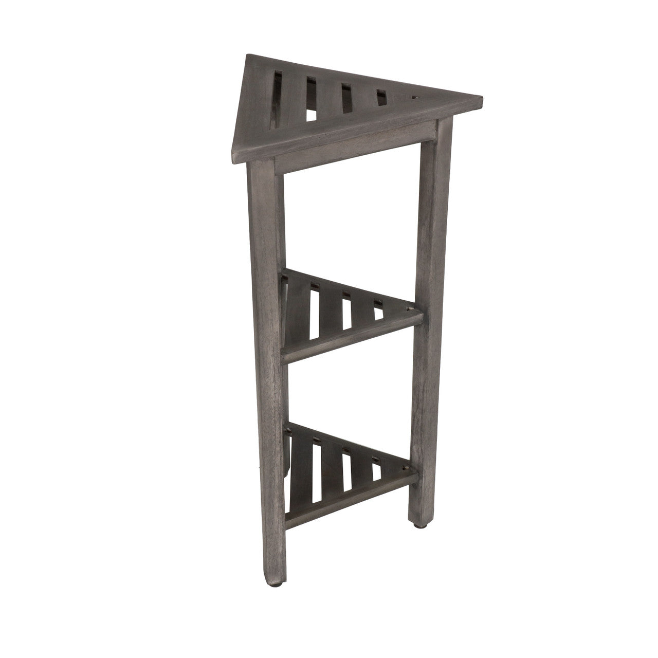 CoastalVogue® FlexiCorner® 32" Teak Wood 3-Tier Corner Shelf in Antique Gray Finish