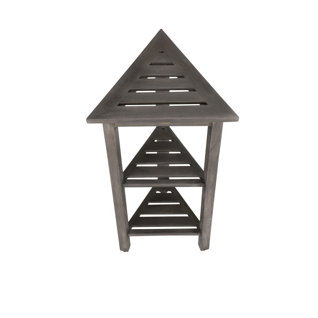 CoastalVogue® FlexiCorner® 32" Teak Wood 3-Tier Corner Shelf in Antique Gray Finish