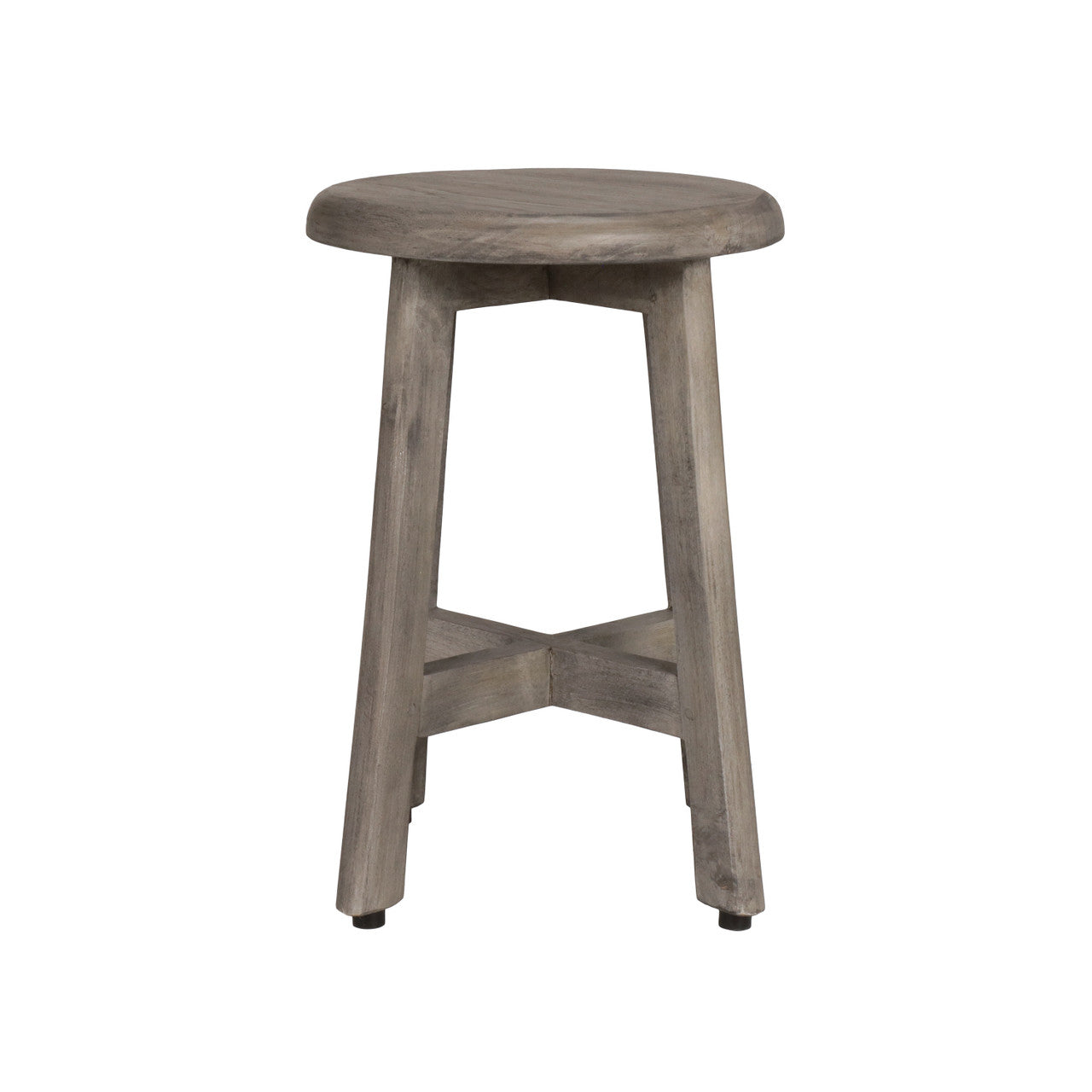 DecoTeak® Shoji® 18" Teak Wood Shower Stool with 12" Round Seat in Antique Gray Finish