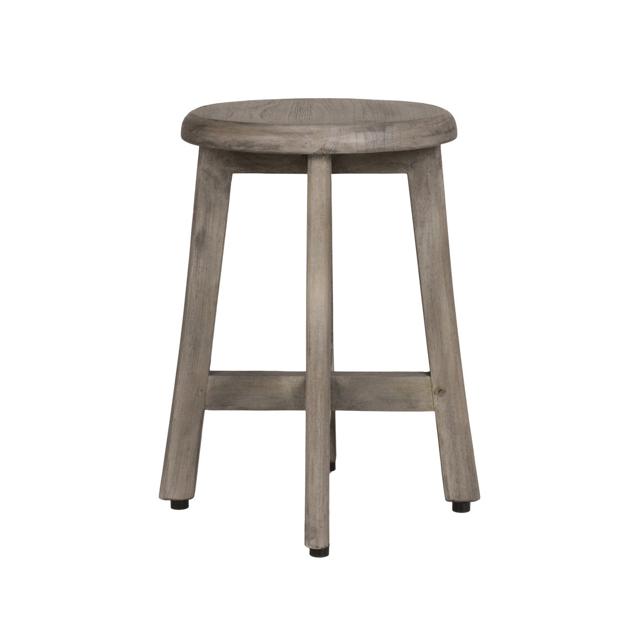 DecoTeak® Shoji® 18" Teak Wood Shower Stool with 12" Round Seat in Antique Gray Finish