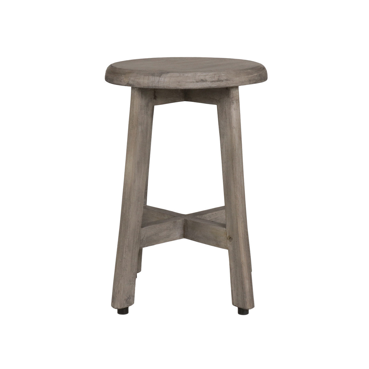 DecoTeak® Shoji® 18" Teak Wood Shower Stool with 12" Round Seat in Antique Gray Finish