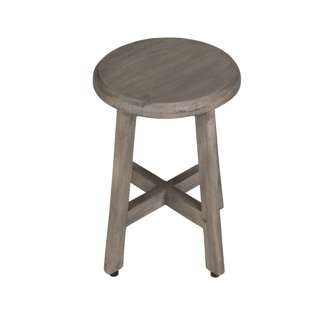 DecoTeak® Shoji® 18" Teak Wood Shower Stool with 12" Round Seat in Antique Gray Finish