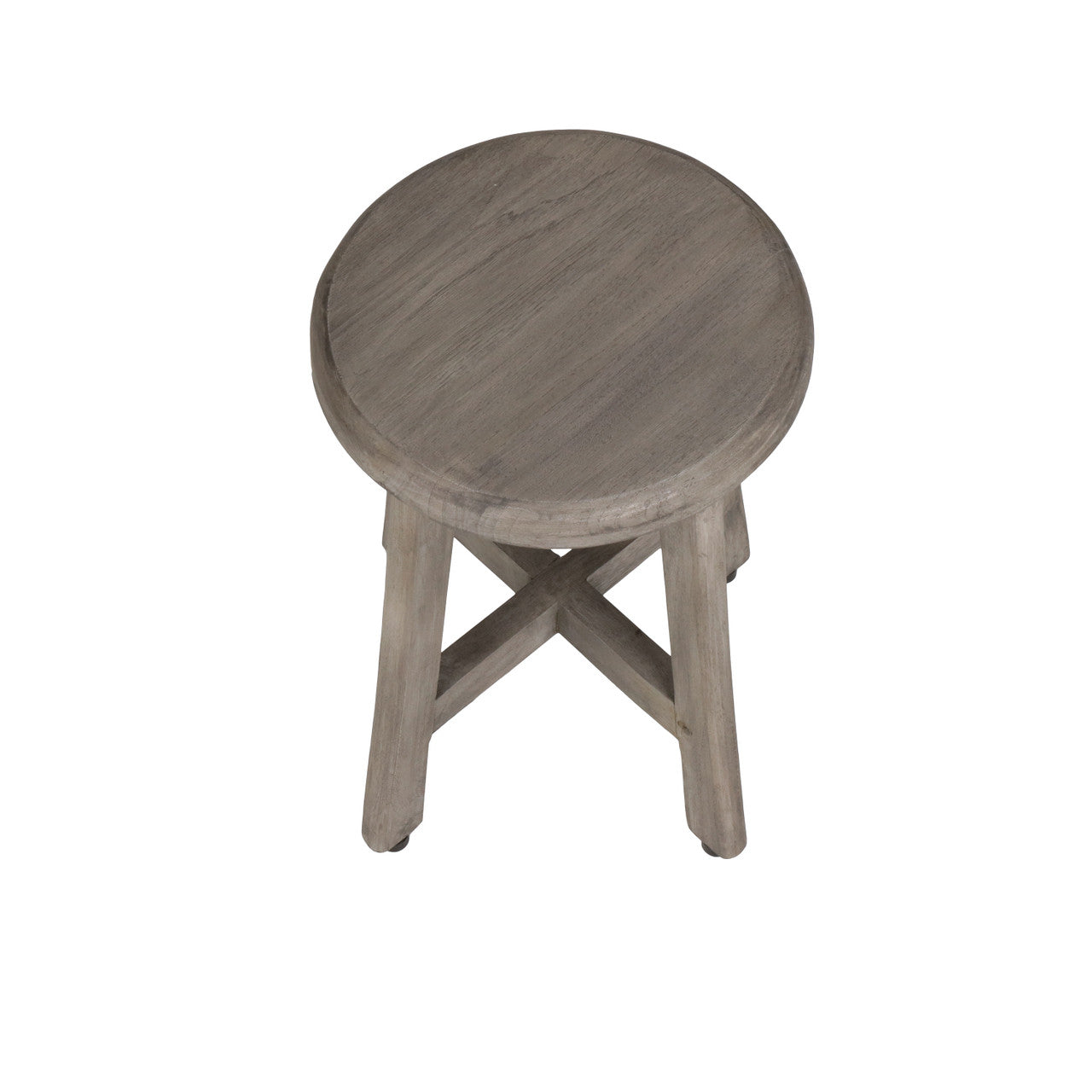 DecoTeak® Shoji® 18" Teak Wood Shower Stool with 12" Round Seat in Antique Gray Finish