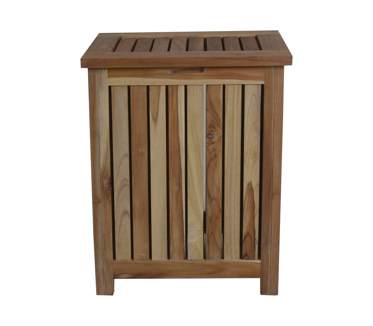 EcoDecors® Eleganto® 18" Teak Wood Double Laundry Storage Hamper with Removable Bags in EarthyTeak Finish